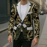 White Ribbon Day New Zealand Blazer Respect Women Maori Pattern Yellow LT14 - Polynesian Pride