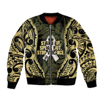 White Ribbon Day New Zealand Bomber Jacket Respect Women Maori Pattern Yellow LT14 Unisex Yellow - Polynesian Pride
