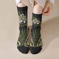 White Ribbon Day New Zealand Crew Socks Respect Women Maori Pattern Yellow LT14 Crew Socks Yellow - Polynesian Pride