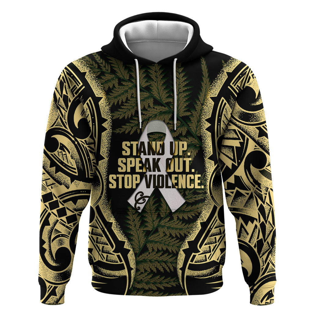 White Ribbon Day New Zealand Hoodie Respect Women Maori Pattern Yellow LT14 Pullover Hoodie Yellow - Polynesian Pride