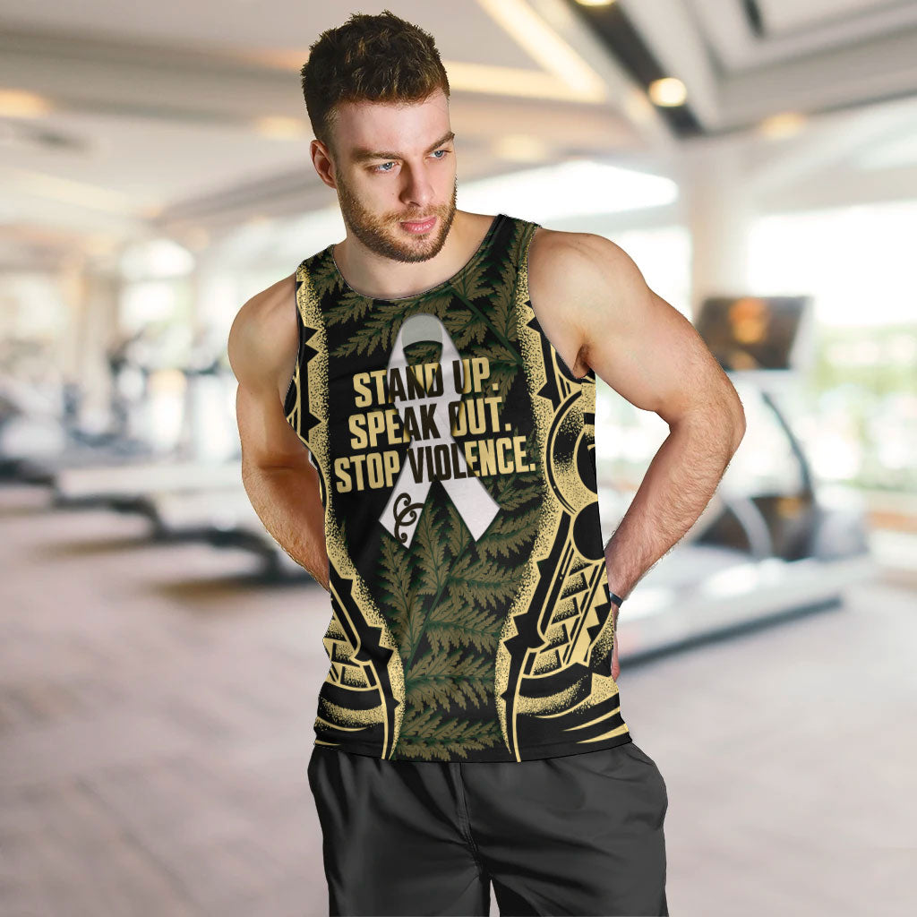 White Ribbon Day New Zealand Men Tank Top Respect Women Maori Pattern Yellow LT14 Yellow - Polynesian Pride