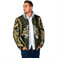 White Ribbon Day New Zealand Padded Jacket Respect Women Maori Pattern Yellow LT14 - Polynesian Pride