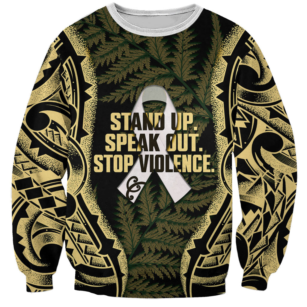 White Ribbon Day New Zealand Sweatshirt Respect Women Maori Pattern Yellow LT14 Unisex Yellow - Polynesian Pride