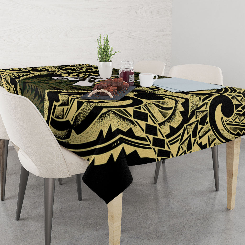White Ribbon Day New Zealand Tablecloth Respect Women Maori Pattern Yellow LT14 - Polynesian Pride