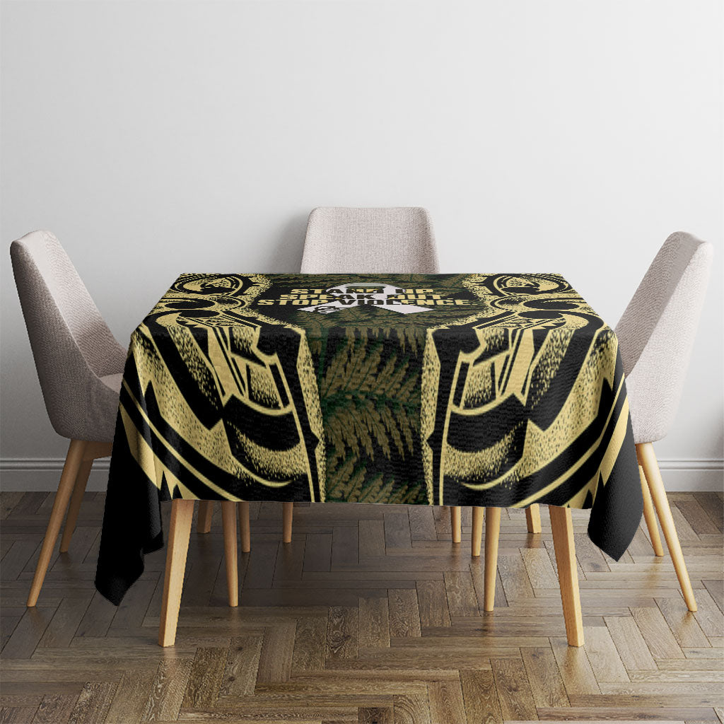 White Ribbon Day New Zealand Tablecloth Respect Women Maori Pattern Yellow LT14 - Polynesian Pride