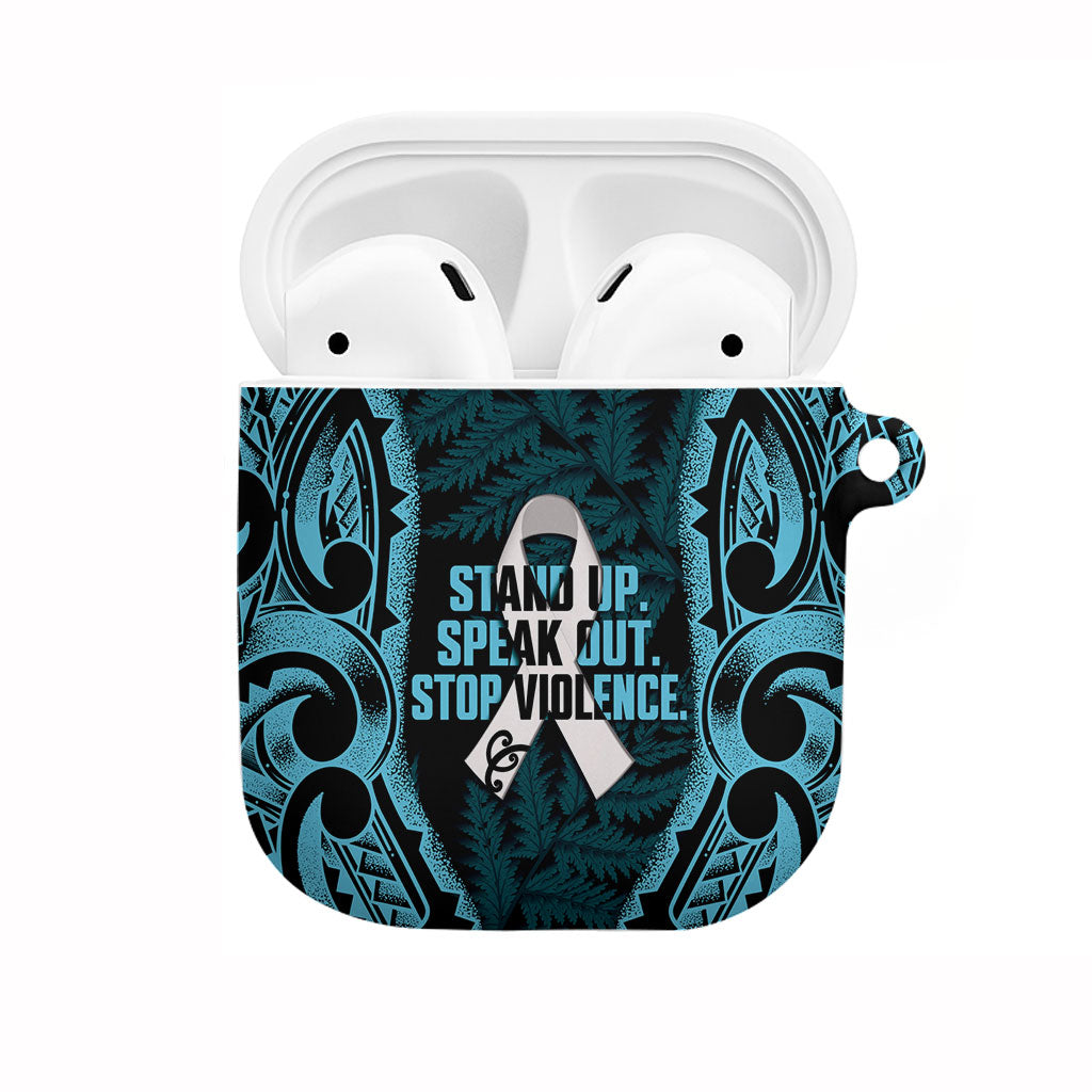 White Ribbon Day New Zealand AirPods Case Respect Women Maori Pattern Blue LT14 Blue - Polynesian Pride