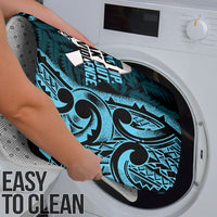 White Ribbon Day New Zealand Bathroom Set Respect Women Maori Pattern Blue LT14 - Polynesian Pride