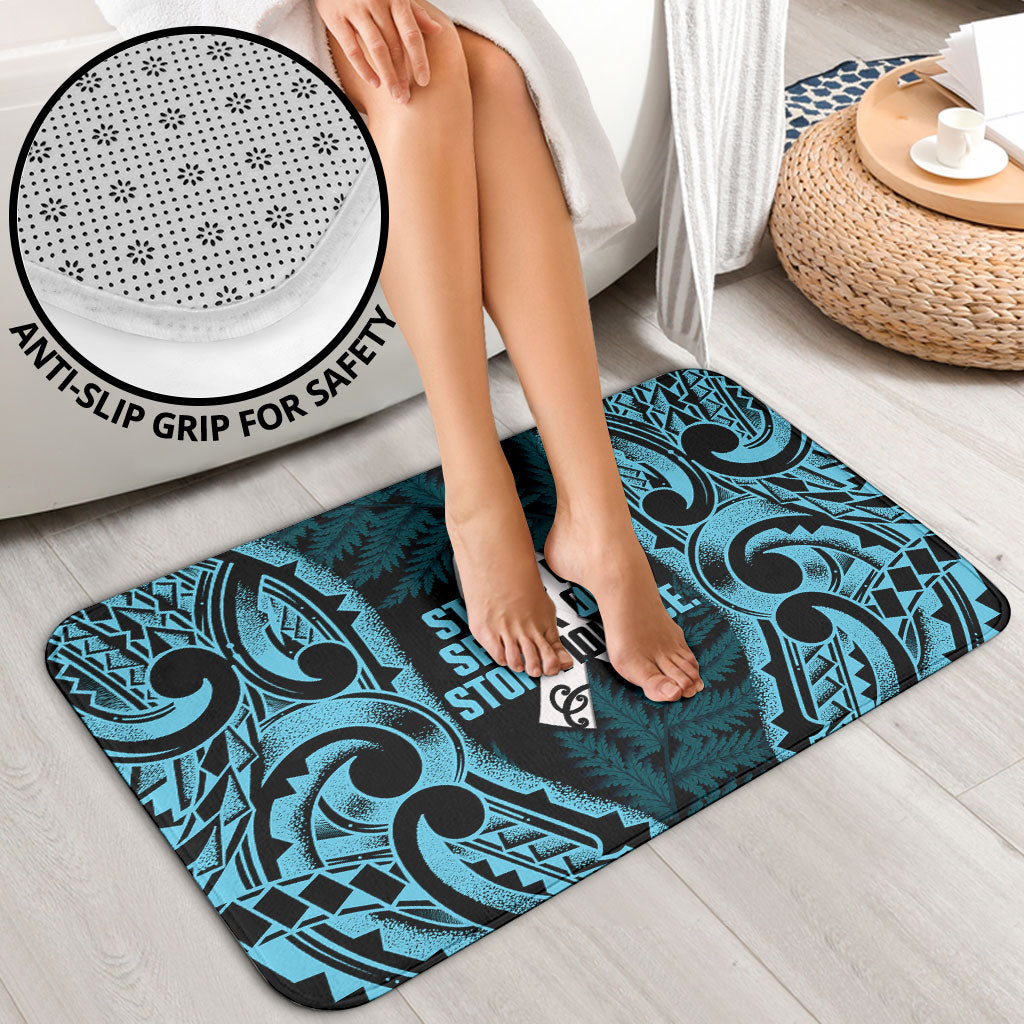 White Ribbon Day New Zealand Bathroom Set Respect Women Maori Pattern Blue LT14 - Polynesian Pride