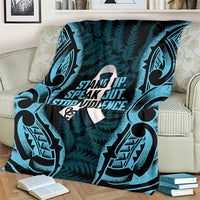 White Ribbon Day New Zealand Blanket Respect Women Maori Pattern Blue LT14 - Polynesian Pride