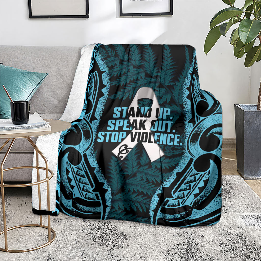 White Ribbon Day New Zealand Blanket Respect Women Maori Pattern Blue LT14 - Polynesian Pride