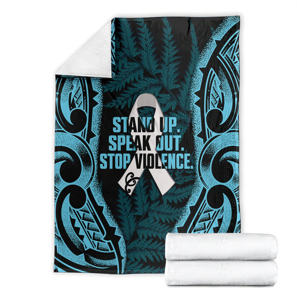 White Ribbon Day New Zealand Blanket Respect Women Maori Pattern Blue LT14 - Polynesian Pride