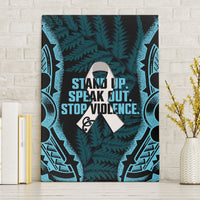 White Ribbon Day New Zealand Canvas Wall Art Respect Women Maori Pattern Blue LT14 Without Frame Blue - Polynesian Pride