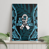 White Ribbon Day New Zealand Canvas Wall Art Respect Women Maori Pattern Blue LT14 - Polynesian Pride
