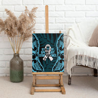 White Ribbon Day New Zealand Canvas Wall Art Respect Women Maori Pattern Blue LT14 - Polynesian Pride