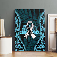 White Ribbon Day New Zealand Canvas Wall Art Respect Women Maori Pattern Blue LT14 - Polynesian Pride