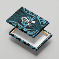 White Ribbon Day New Zealand Canvas Wall Art Respect Women Maori Pattern Blue LT14 - Polynesian Pride