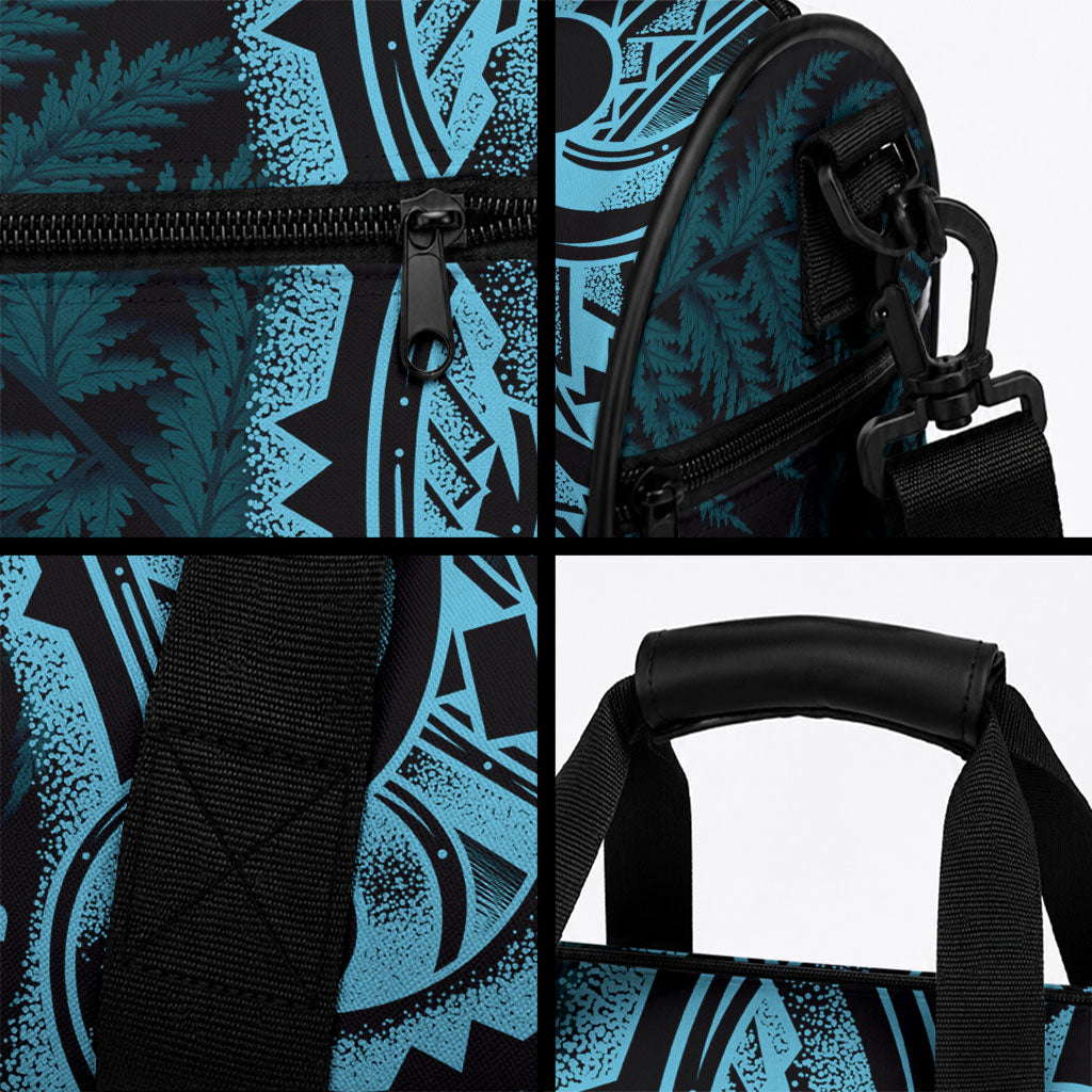 White Ribbon Day New Zealand Duffle Bag Respect Women Maori Pattern Blue LT14 - Polynesian Pride