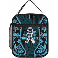 White Ribbon Day New Zealand Lunch Bag Respect Women Maori Pattern Blue LT14 10.2 × 8.3 × 4.3 inch Blue - Polynesian Pride