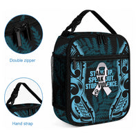 White Ribbon Day New Zealand Lunch Bag Respect Women Maori Pattern Blue LT14 - Polynesian Pride