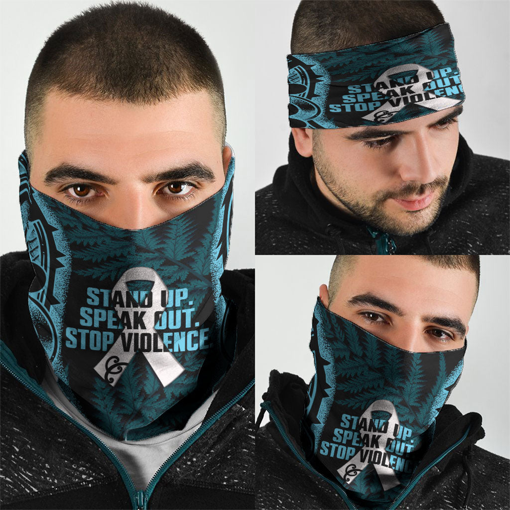 White Ribbon Day New Zealand Neck Gaiter Respect Women Maori Pattern Blue LT14 - Polynesian Pride