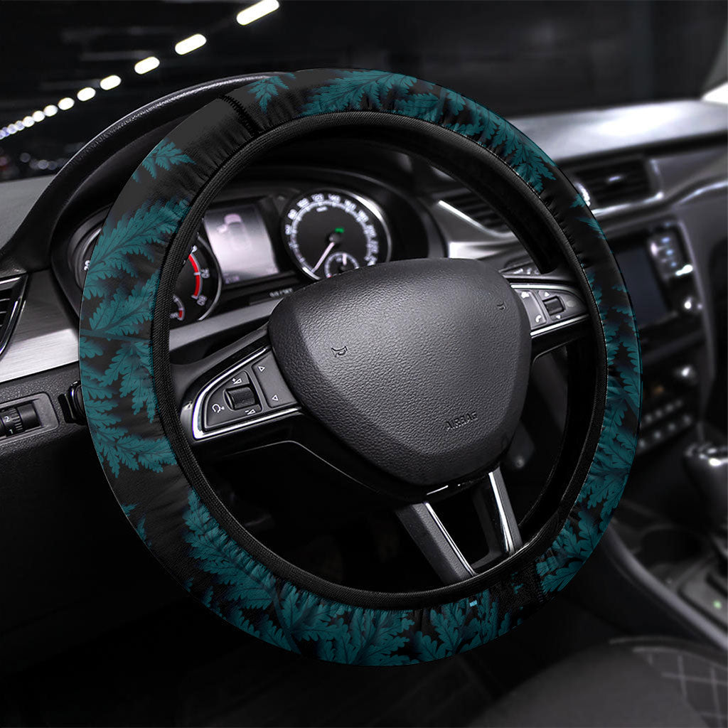 White Ribbon Day New Zealand Steering Wheel Cover Respect Women Maori Pattern Blue LT14 Universal Fit Blue - Polynesian Pride
