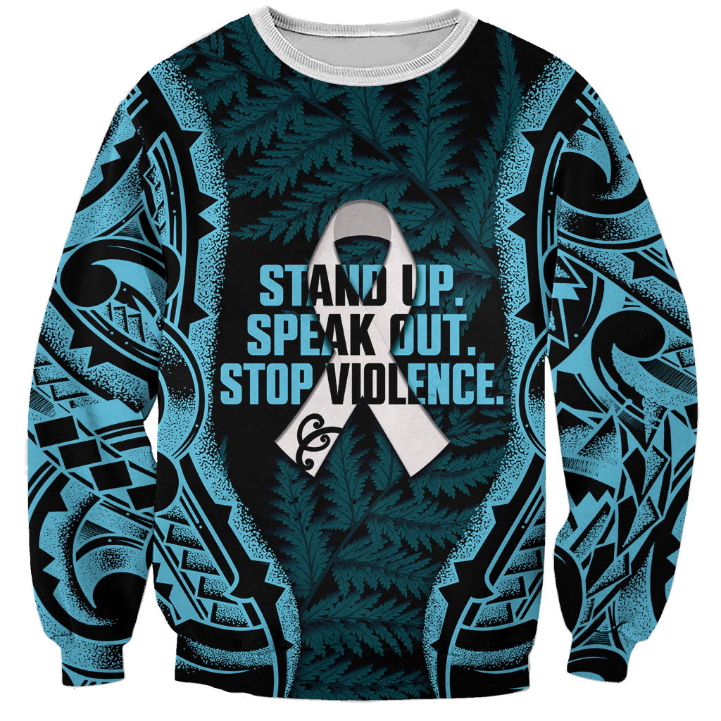 White Ribbon Day New Zealand Sweatshirt Respect Women Maori Pattern Blue LT14 Unisex Blue - Polynesian Pride