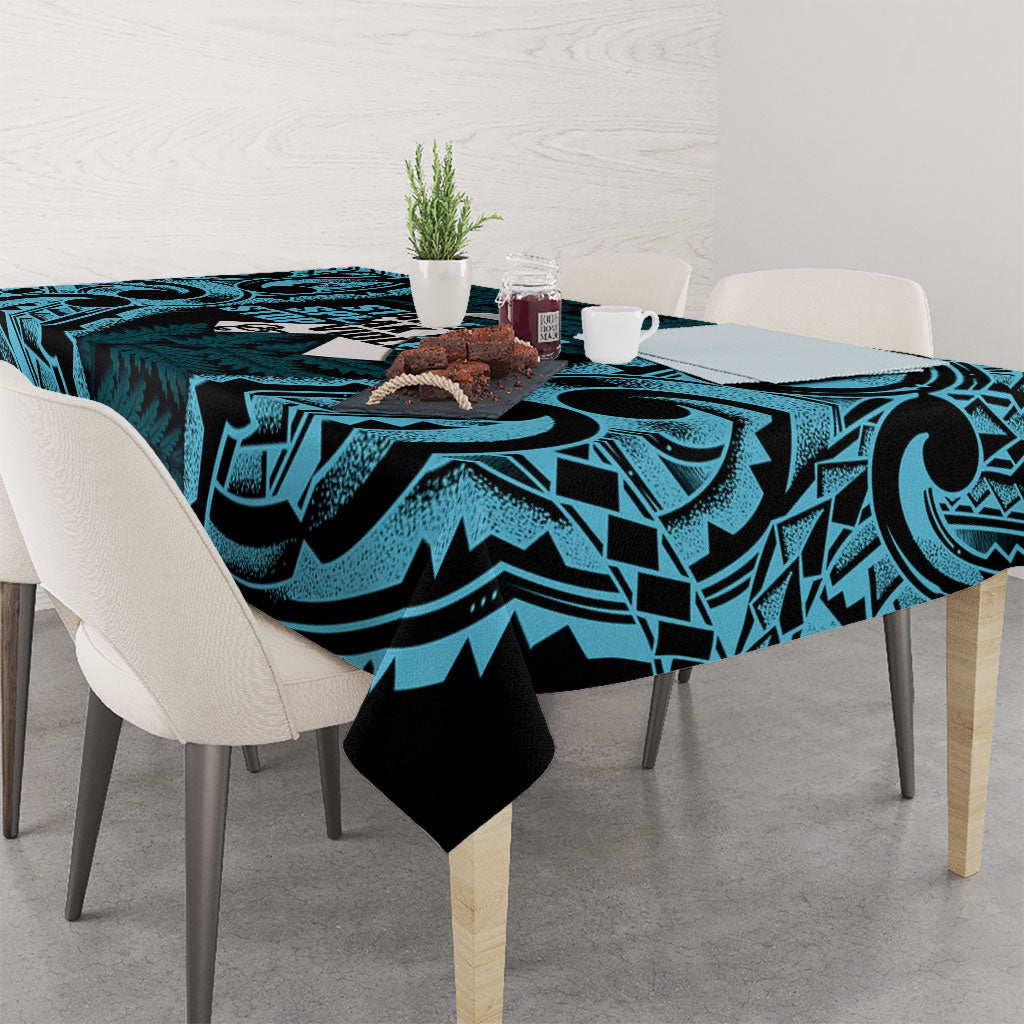 White Ribbon Day New Zealand Tablecloth Respect Women Maori Pattern Blue LT14 - Polynesian Pride