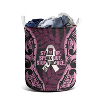 White Ribbon Day New Zealand Laundry Basket Respect Women Maori Pattern Pink LT14 - Polynesian Pride
