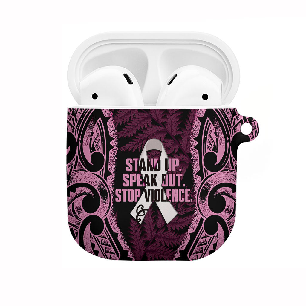 White Ribbon Day New Zealand AirPods Case Respect Women Maori Pattern Pink LT14 Pink - Polynesian Pride