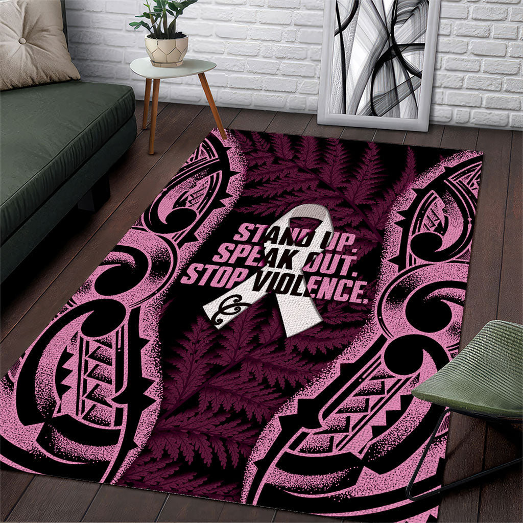 White Ribbon Day New Zealand Area Rug Respect Women Maori Pattern Pink LT14 Pink - Polynesian Pride