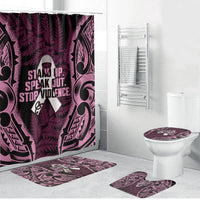 White Ribbon Day New Zealand Bathroom Set Respect Women Maori Pattern Pink LT14 Bathroom Set (4 pcs) Pink - Polynesian Pride
