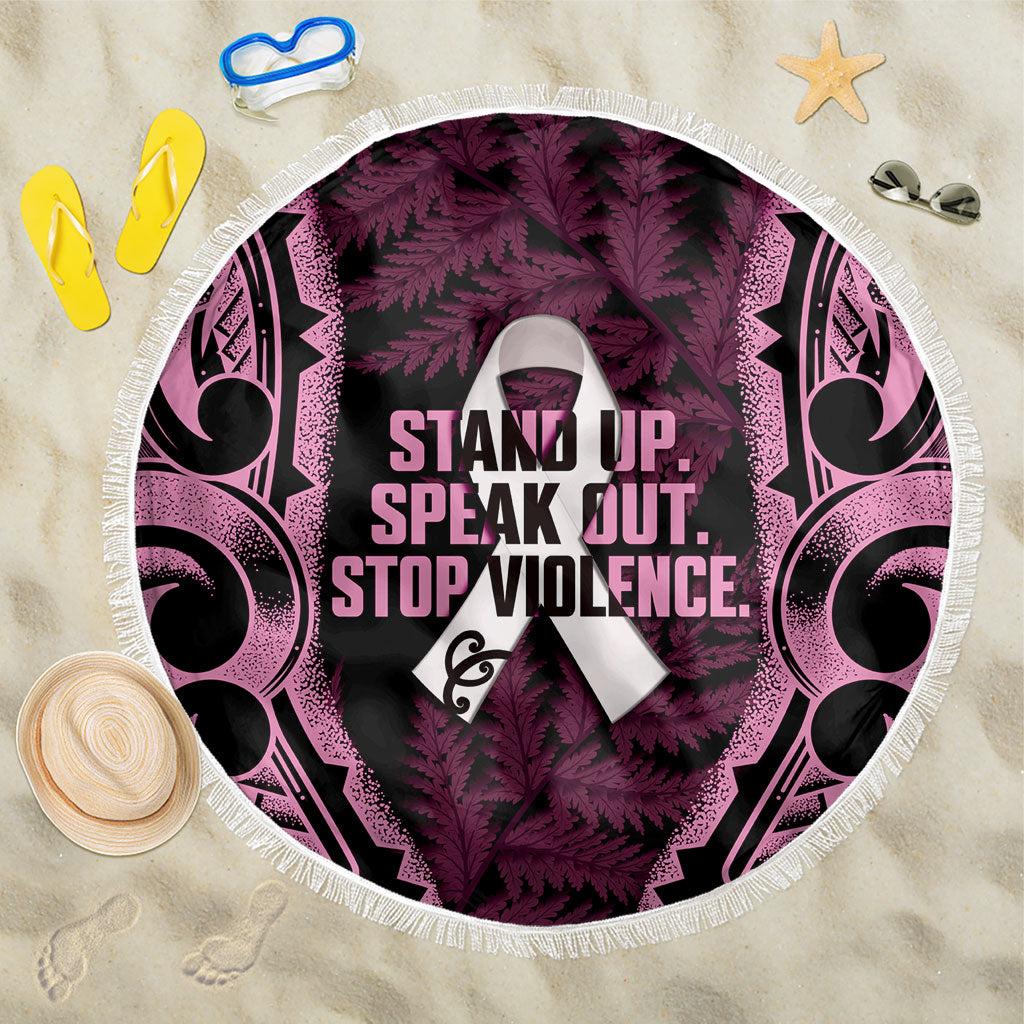 White Ribbon Day New Zealand Beach Blanket Respect Women Maori Pattern Pink LT14 One Size 150cm Pink - Polynesian Pride