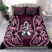 White Ribbon Day New Zealand Bedding Set Respect Women Maori Pattern Pink LT14 - Polynesian Pride