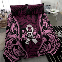 White Ribbon Day New Zealand Bedding Set Respect Women Maori Pattern Pink LT14 - Polynesian Pride