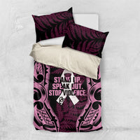 White Ribbon Day New Zealand Bedding Set Respect Women Maori Pattern Pink LT14 US Twin 172cm x 218cm Pink - Polynesian Pride