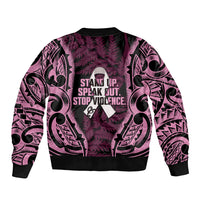 White Ribbon Day New Zealand Bomber Jacket Respect Women Maori Pattern Pink LT14 - Polynesian Pride