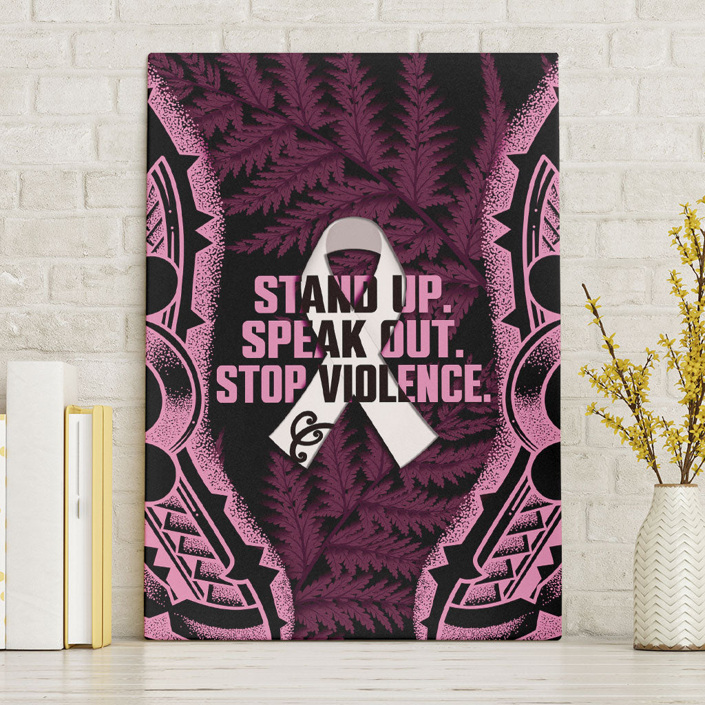 White Ribbon Day New Zealand Canvas Wall Art Respect Women Maori Pattern Pink LT14 Without Frame Pink - Polynesian Pride