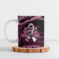 White Ribbon Day New Zealand Ceramic Mug Respect Women Maori Pattern Pink LT14 Pink - Polynesian Pride
