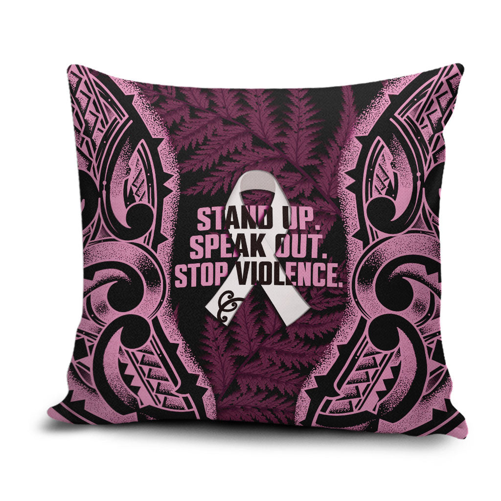White Ribbon Day New Zealand Pillow Cover Respect Women Maori Pattern Pink LT14 Pink - Polynesian Pride