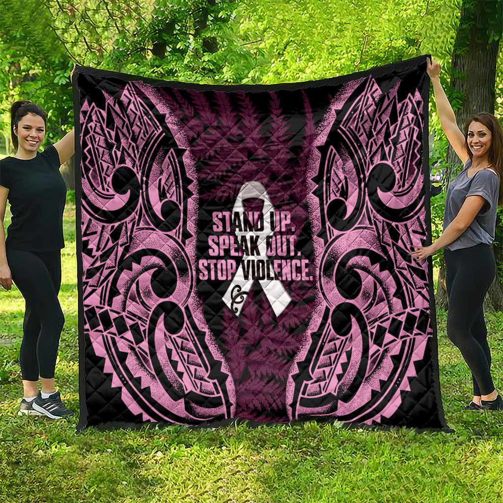 White Ribbon Day New Zealand Quilt Respect Women Maori Pattern Pink LT14 - Polynesian Pride