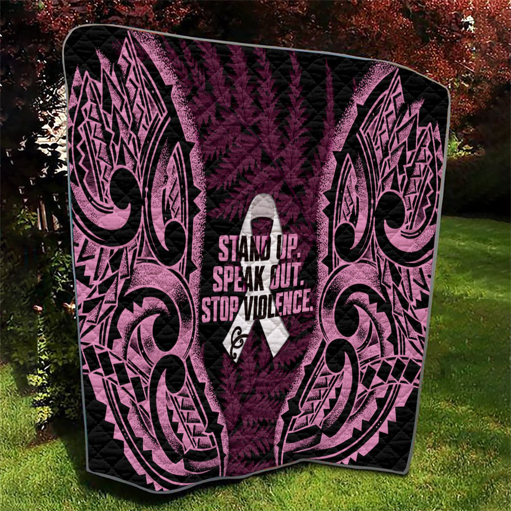 White Ribbon Day New Zealand Quilt Respect Women Maori Pattern Pink LT14 - Polynesian Pride