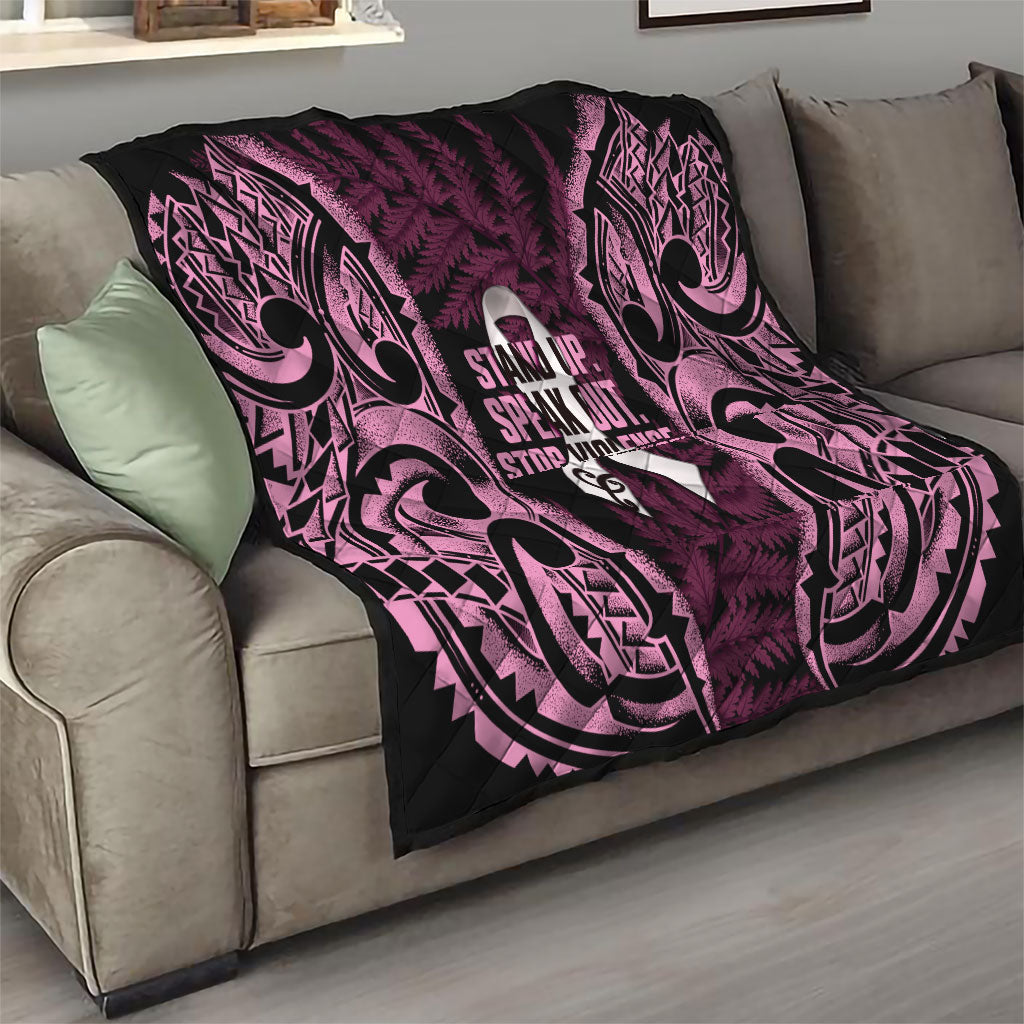 White Ribbon Day New Zealand Quilt Respect Women Maori Pattern Pink LT14 - Polynesian Pride