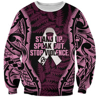 White Ribbon Day New Zealand Sweatshirt Respect Women Maori Pattern Pink LT14 Unisex Pink - Polynesian Pride