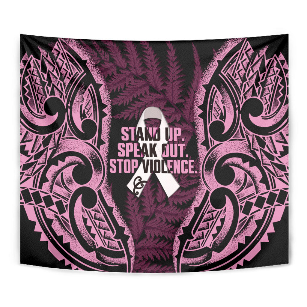 White Ribbon Day New Zealand Tapestry Respect Women Maori Pattern Pink LT14 - Polynesian Pride