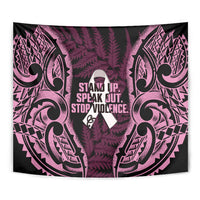 White Ribbon Day New Zealand Tapestry Respect Women Maori Pattern Pink LT14 - Polynesian Pride