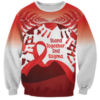 Red Ribbon Day New Zealand Sweatshirt Stand Together End Stigma NZ Fern LT14 Unisex Red - Polynesian Pride