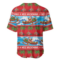 Hawaii Mele Kalikimaka Baseball Jersey Outrigger Canoe Santa Festive Palm Seamless LT14 - Polynesian Pride