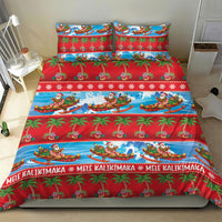 Hawaii Mele Kalikimaka Bedding Set Outrigger Canoe Santa Festive Palm Seamless LT14 - Polynesian Pride