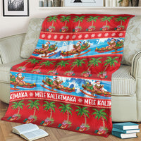 Hawaii Mele Kalikimaka Blanket Outrigger Canoe Santa Festive Palm Seamless LT14 - Polynesian Pride