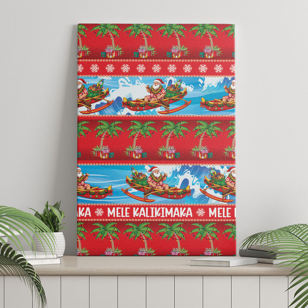 Hawaii Mele Kalikimaka Canvas Wall Art Outrigger Canoe Santa Festive Palm Seamless LT14 - Polynesian Pride